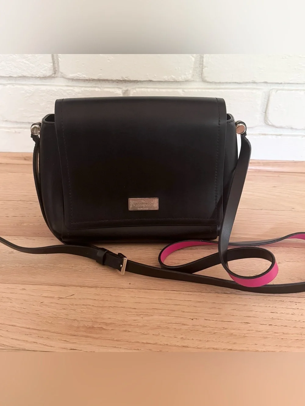 Kate Spade Black Crossbody with Pink Strap Accent ***